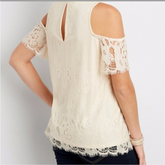 Maurices | Eyelash Lace Cold Shoulder Top - 2X - Picture 2 of 9